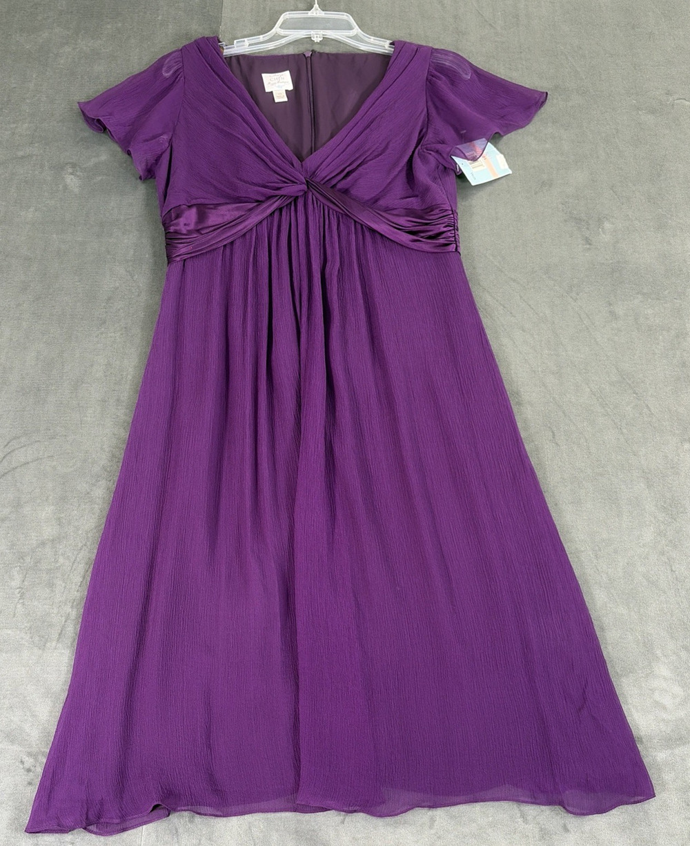 NWT Suzi Chin for Maggy Boutique Size 8 Silk Deep Purple Gauzy Dress Bnfts Chrty